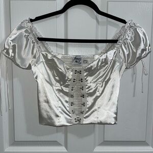 Princess Polly Silver Satin Blouse